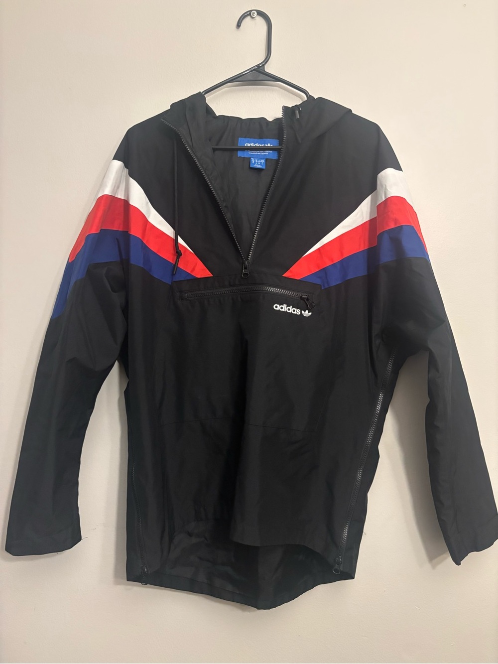 adidas Black Jacket with Blue Logo Tag